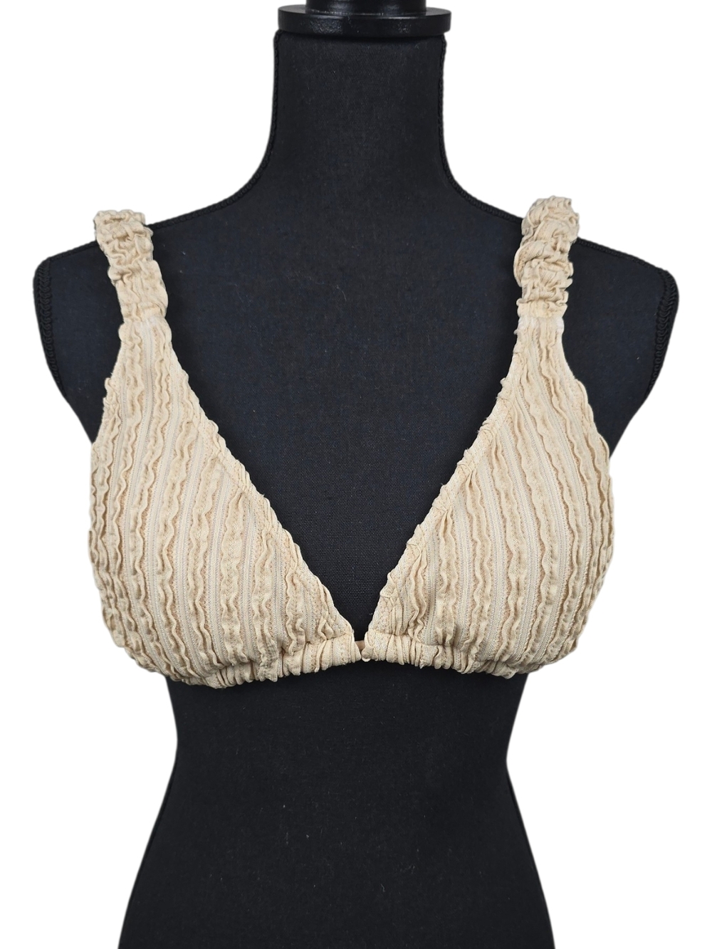 SHEIN Beige Textured Bikini Top